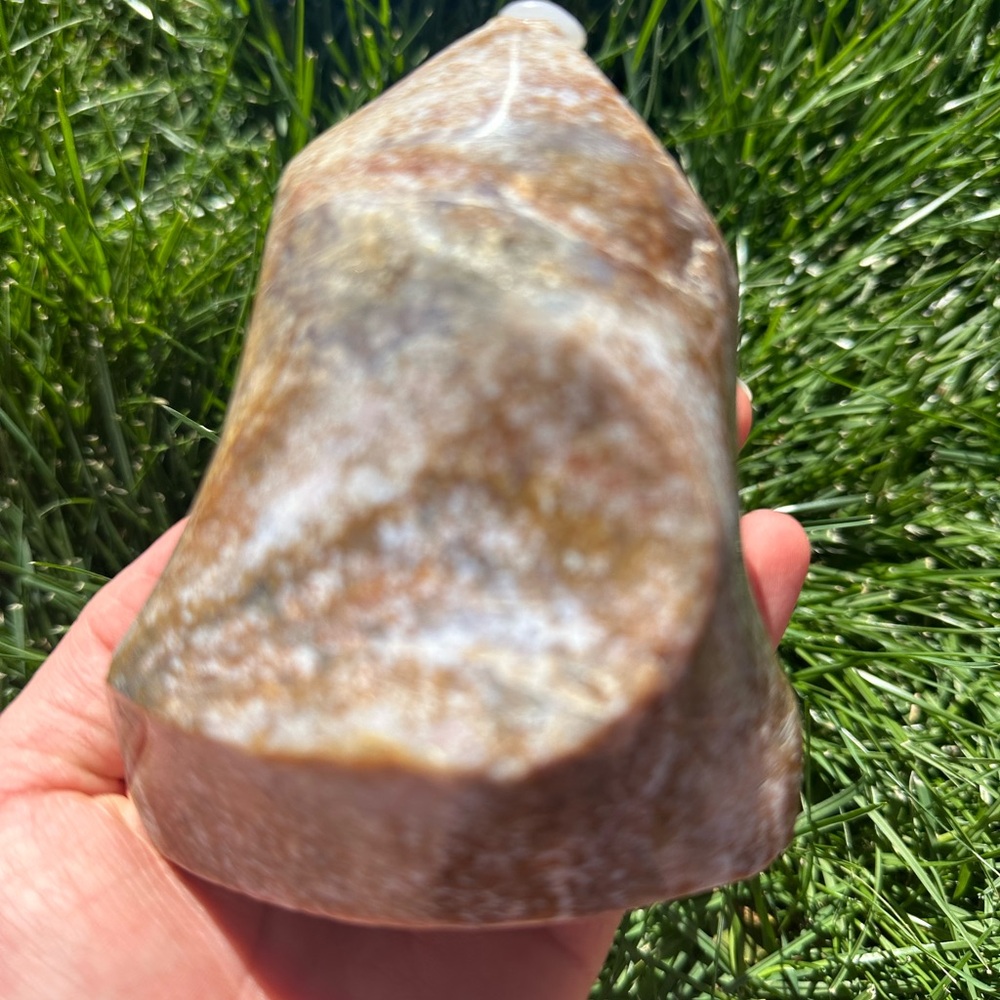 Natural Ocean Jasper Stone Flame Decorative Accent